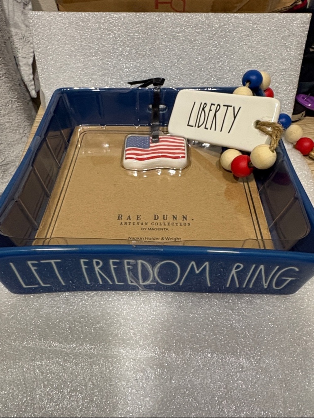 Rae Dunn Blue Ceramic Napkin holder & Weight! 🇺🇸 - Picture 3 of 3